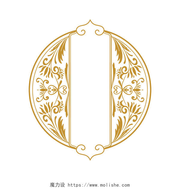金色简约中式传统花纹边框免抠PNG素材